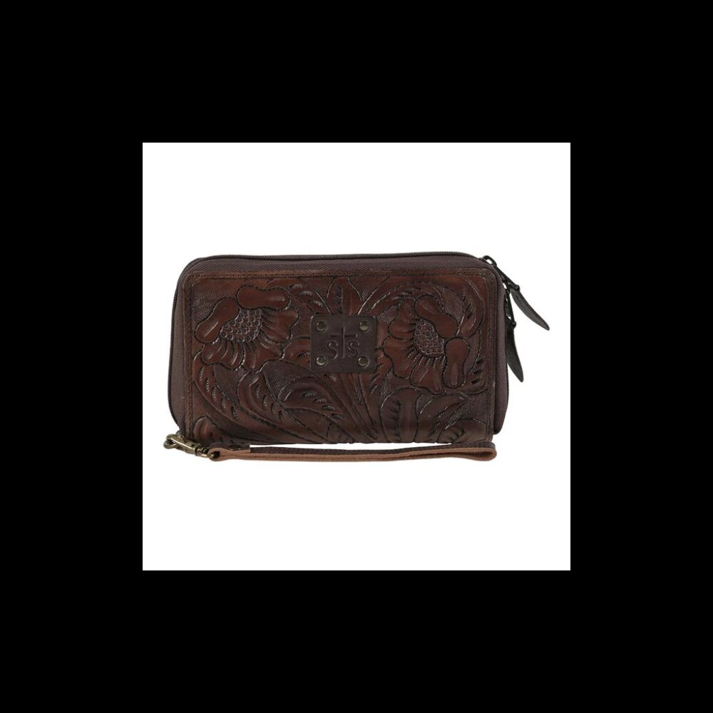 STS Ranchwear Womens Westward Kacy Organizer Brown Leather Zip Around Wallet